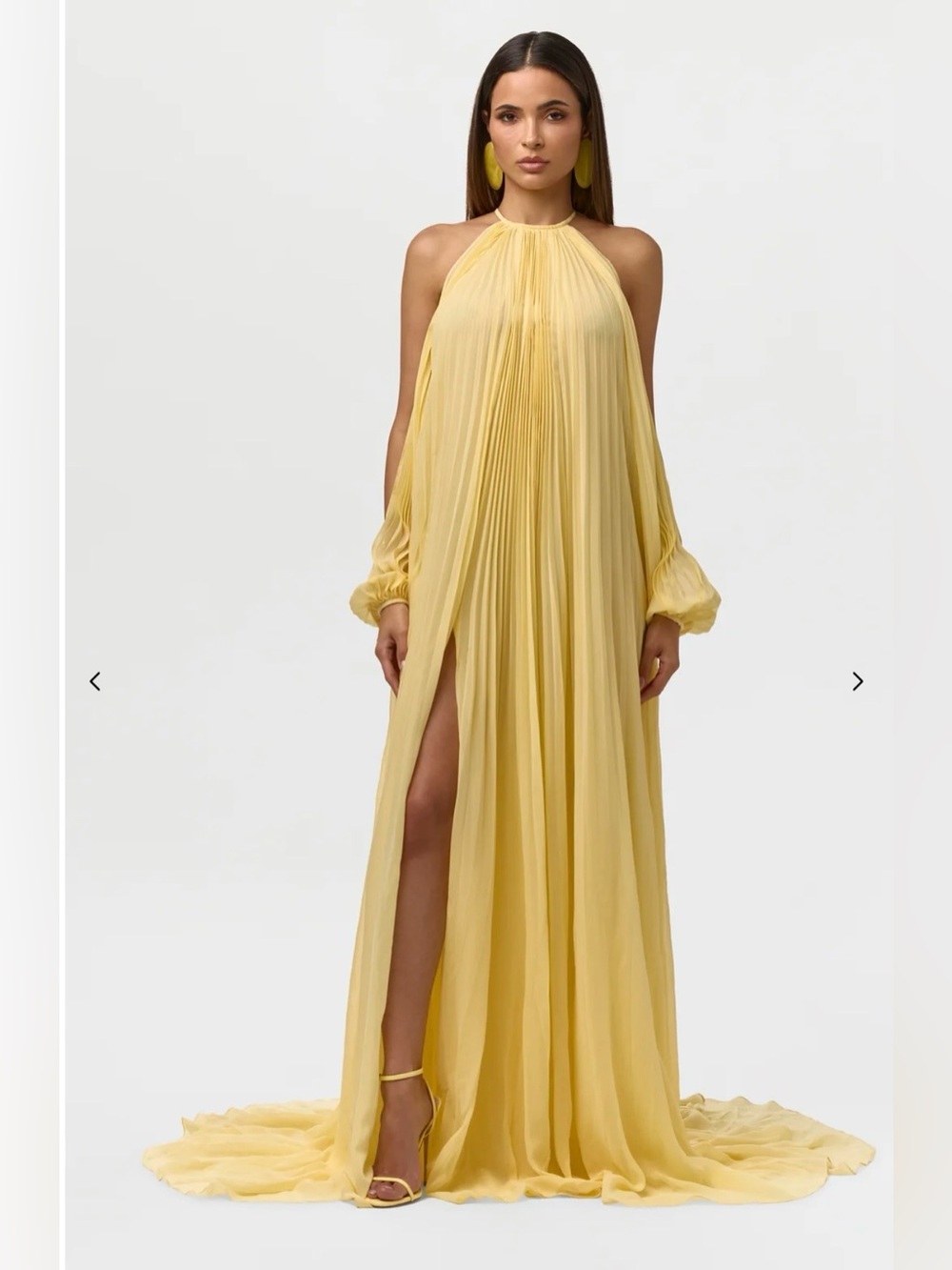 Naked Wardrobe Chiffon Pleated Gown Lemonade